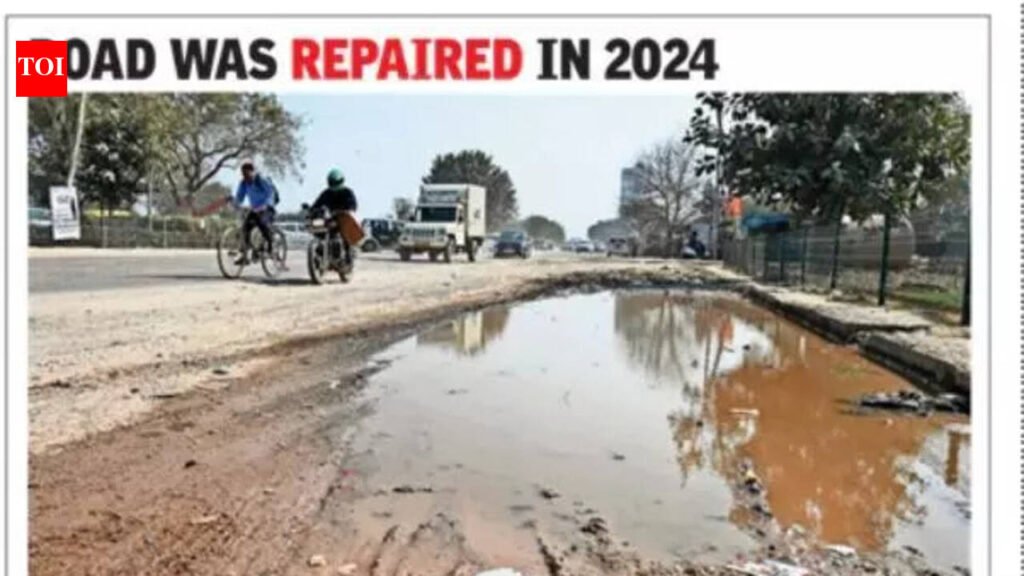 Dwarka Expressway link crumbles, Gurgaon commuters forced to dodge deep craters | Gurgaon News