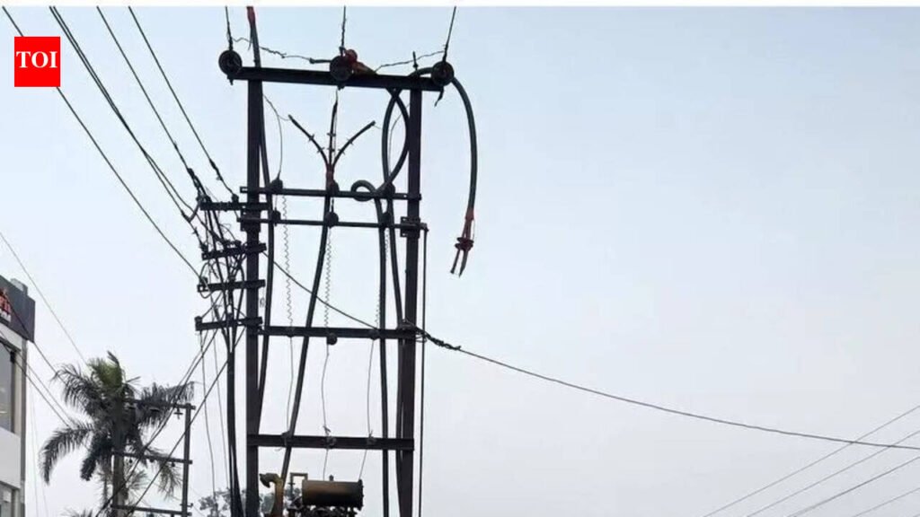Power pole on road sparks safety fears in Ghaziabad’s Kavi Nagar, locals call for its relocation | Noida News