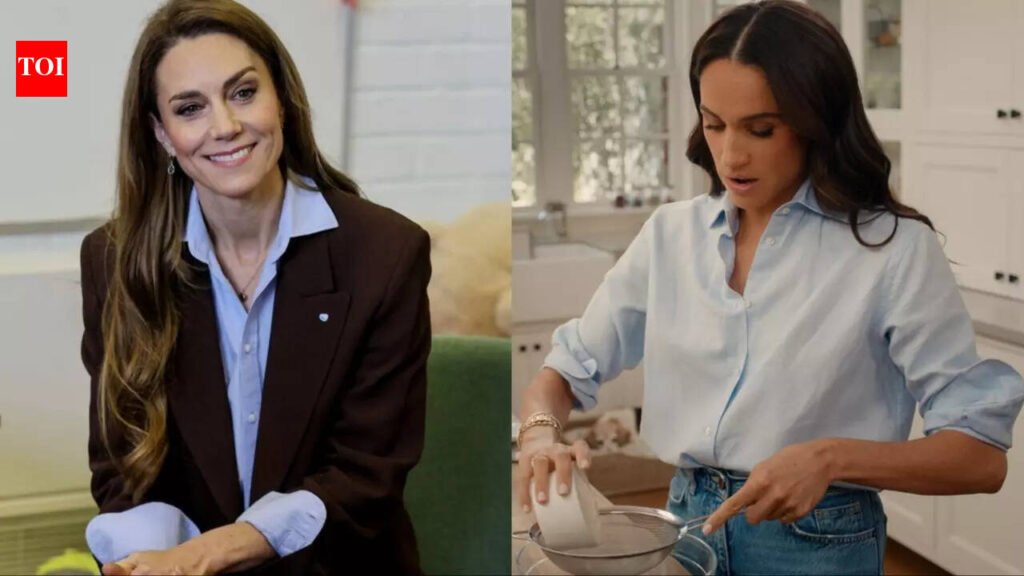 Blue shirt trend from Kate Middleton to Meghan Markle: Why the simple British button-down is fashion’s hottest status symbol right now