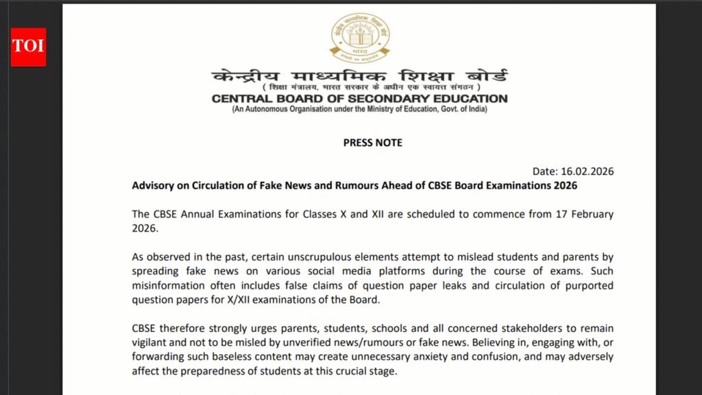 CBSE releases important notice ahead of board exams 2026, warns of strict action over fake paper leak claims