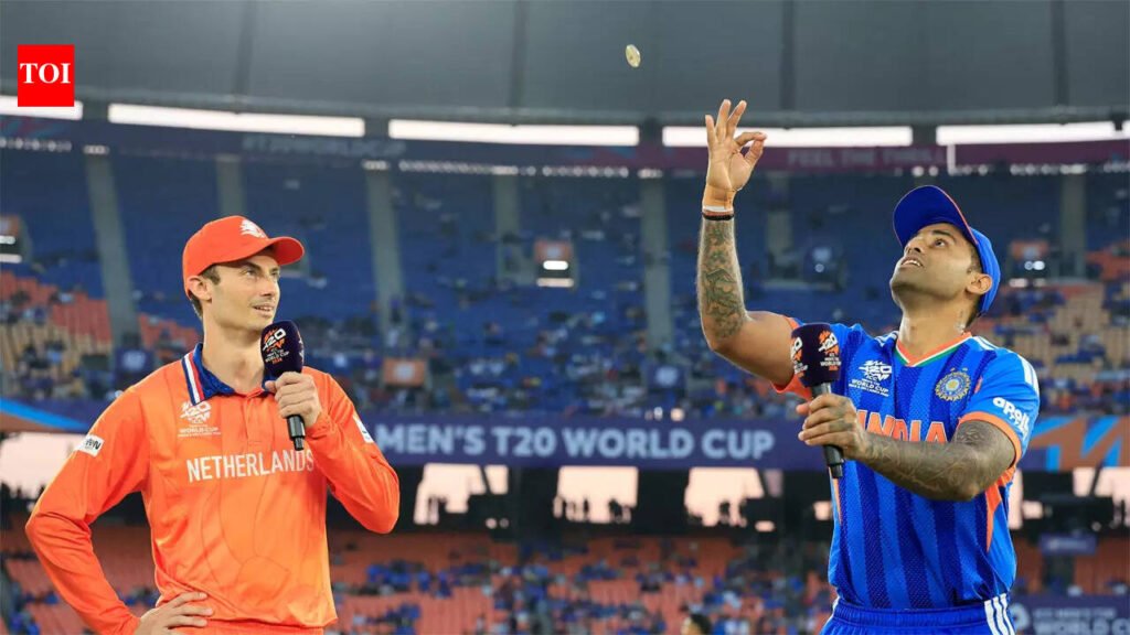 India 0/0 in 0.0 Overs | India vs Netherlands Live Score, T20 World Cup 2026: India captain Suryakumar Yadav wins toss, opts to bat vs Netherlands