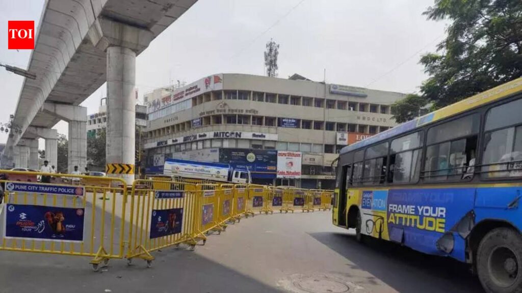 Barricades, bus stop shift bring partial traffic relief at Sancheti Chowk | Pune News
