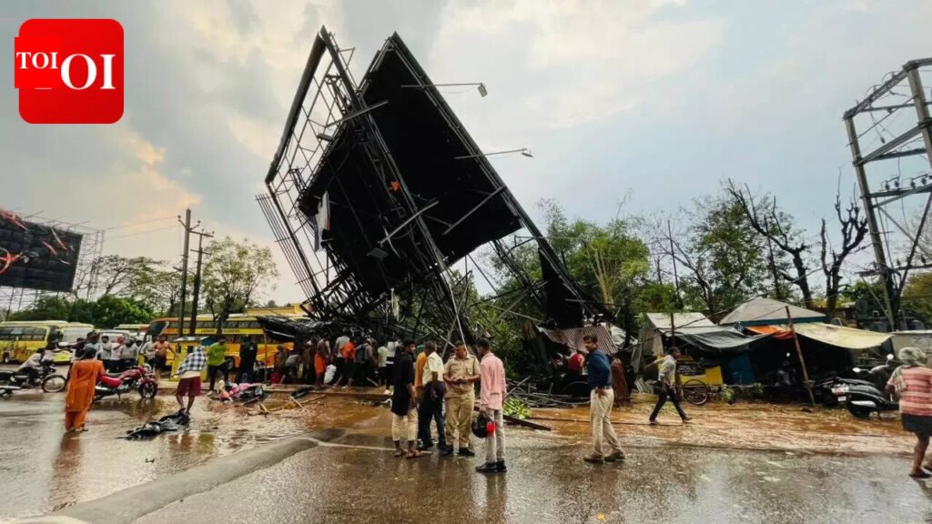 Bhubaneswar hoarding collapses in gusty winds: Man killed, several injured | Bhubaneswar News