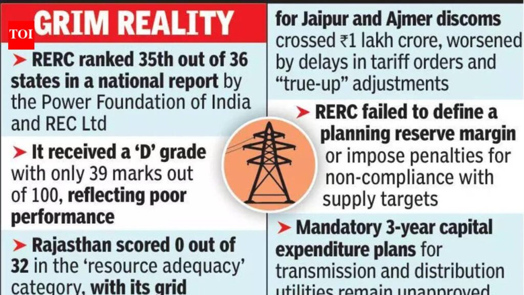 Rajasthan Electricity Regulatory Commission: ‘D’ graded: Raj power regulatorslips to bottom of nat’l ranking | Jaipur News