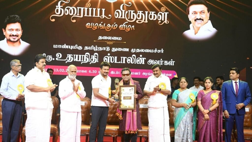 Udhayanidhi Stalin presents awards to cine artists; says awards were chosen by a Committee