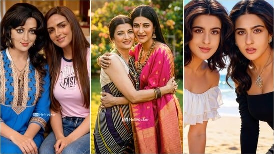 AI reimagines Sridevi-Janhvi Kapoor, Hema Malini-Esha Deol and other famous Bollywood mother and daughters in glam looks