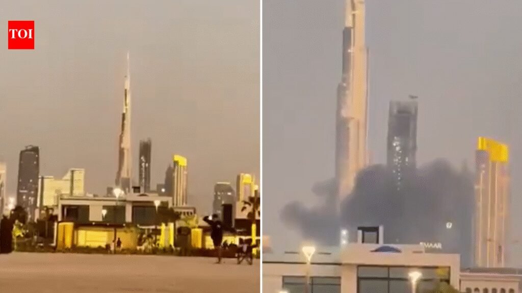US, Israel Attack Iran: Plume of smoke rises near Burj Khalifa as Iran missile attack hits Dubai; video captures chaos