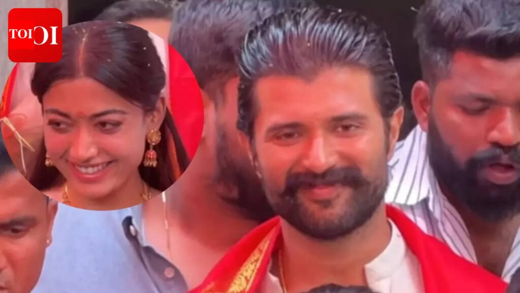 Vijay Deverakonda shields Rashmika Mandanna from crowds during Hyderabad temple visit – Watch Video | Telugu Movie News