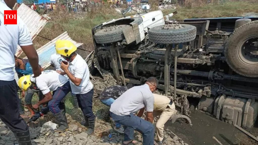 Tipper truck overturns, damages three cars; several injured | Chandigarh News