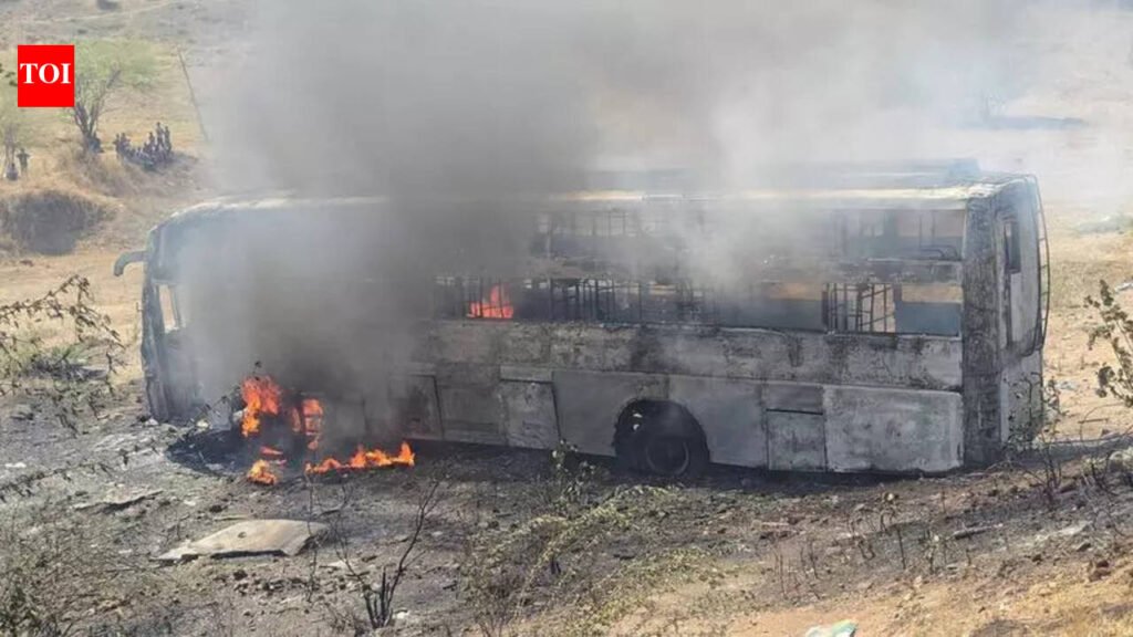Damaged bus from Dahod accident gutted after welding sparks fire | Vadodara News