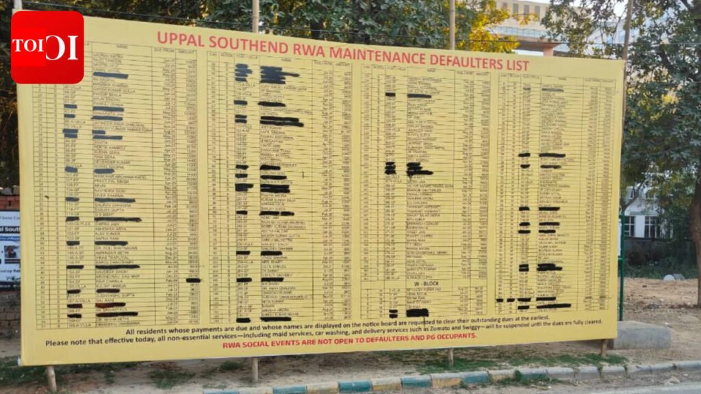 No Swiggy, no Zomato, no maids: Gurgaon society RWA lists 260 defaulters, warns of curbs over Rs 40 lakh dues | Gurgaon News