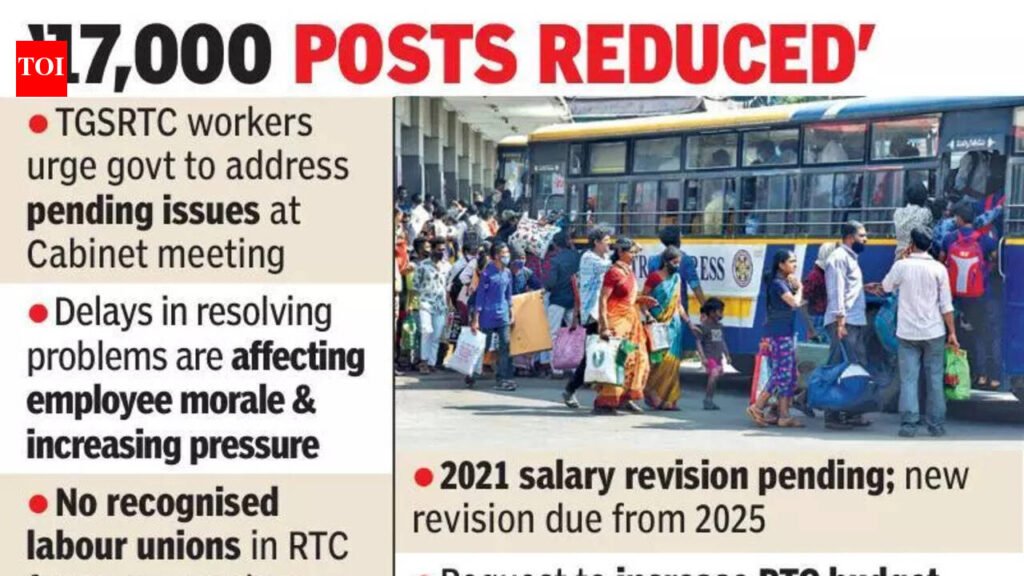 TGSRTC workers urge govt to resolve pending issues, salary & staff shortages | Hyderabad News