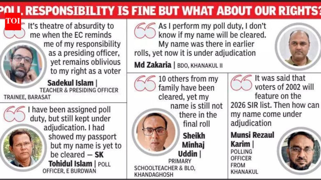 SIR’s order: Not on electoral roll but still on election duty | Kolkata News