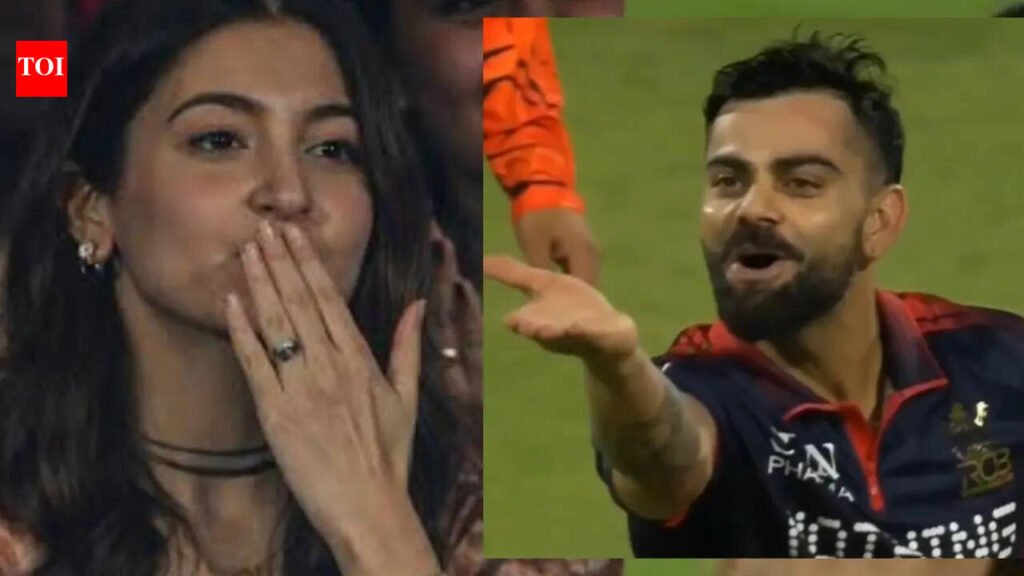 Virat Kohli throws flying kisses at Anushka Sharma after RCB wins, the internet can’t keep calm: ‘Someone tell them they are married’ – VIDEO | Hindi Movie News