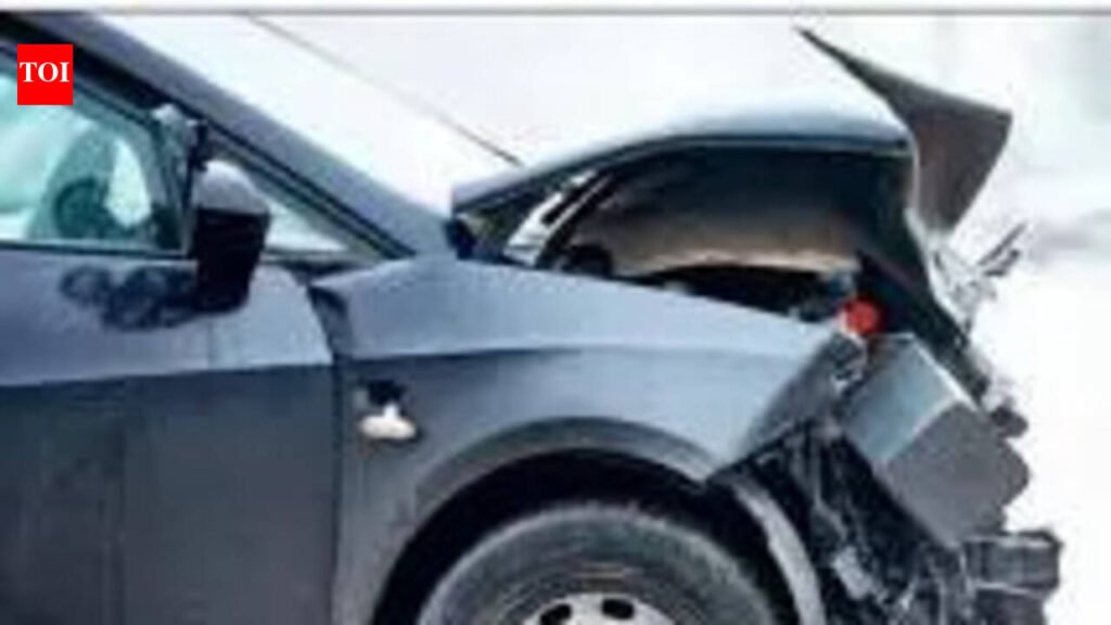 Highway crash: Car, container truck go up in flames in Bengaluru | Bengaluru News