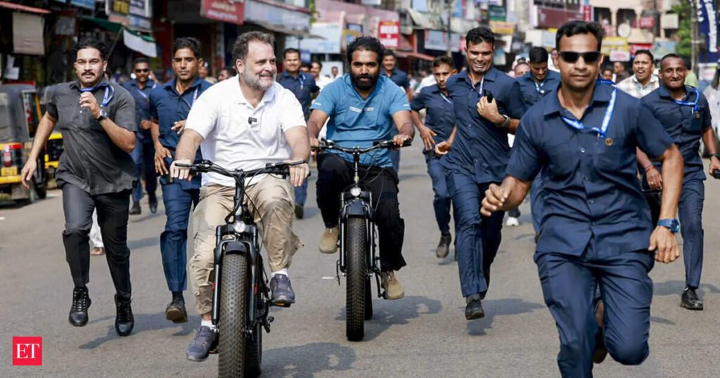 Rahul Gandhi bats for woman chief minister in Kerala, rides bicycle