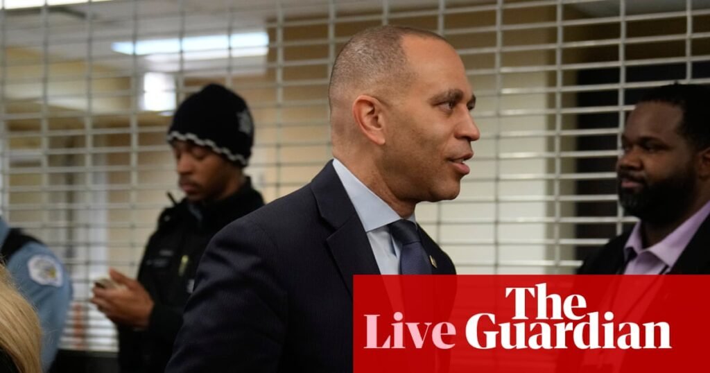 DHS leadership change is not enough to reopen government and start funding department, says Hakeem Jeffries – US politics live | US news