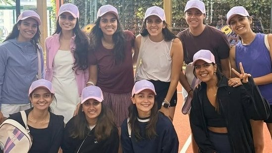 Shloka Mehta and Alia Bhatt in cute outfits and matching caps enjoy pickleball date with their girl gang