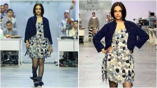 Aneet Padda delivers a striking runway moment in stunning 3D floral ensemble at Lakme Fashion Week finale. Watch