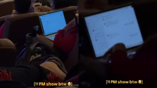 Woman spotted working on laptop during ‘Dhurandhar 2’ 11 pm theatre show, video goes viral