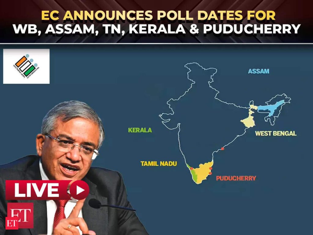 assembly election schedule: West Bengal, Assam, Tamil Nadu, Kerala, Puducherry poll dates | Election Commission PC | LIVE – The Economic Times Video