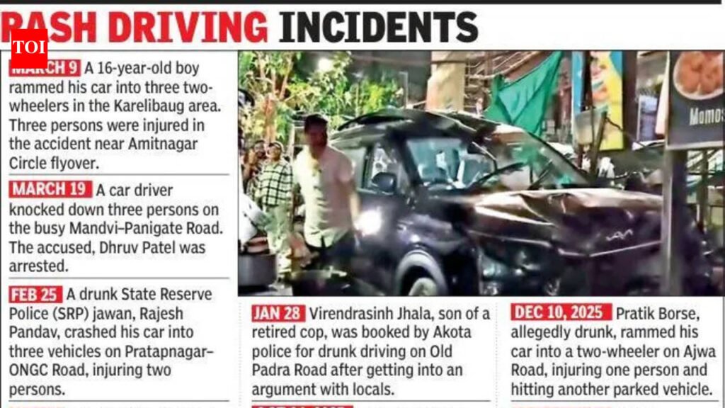 Speeding car crashes into tea-stall in Sayajigunj, three injured | Vadodara News