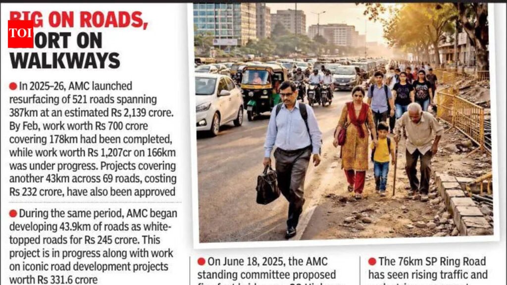A city that forgot its pedestrians: Footpaths missing from 72% of Ahmedabad roads | Ahmedabad News