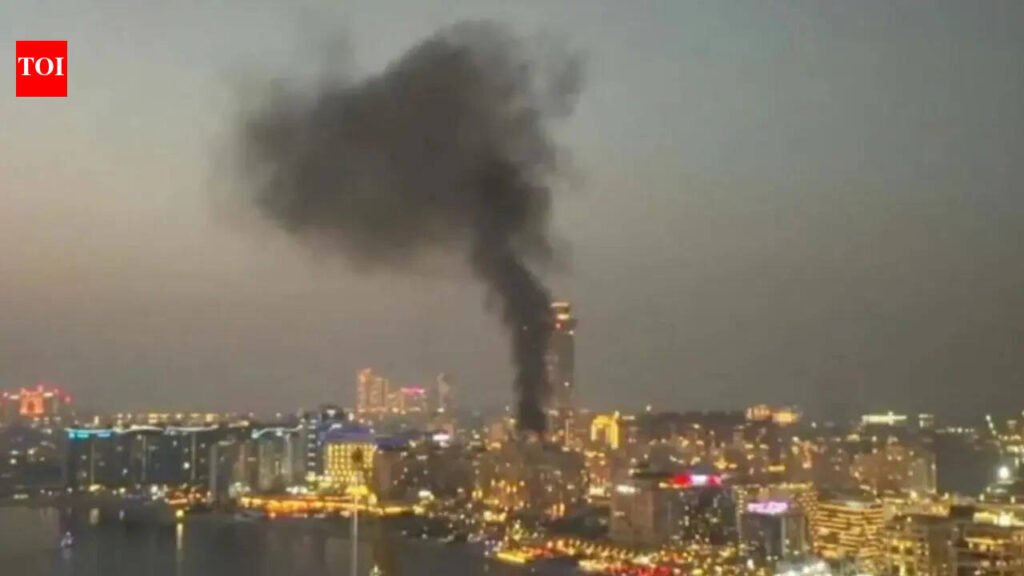 Debris from aerial interception strikes building in Dubai’s Marina