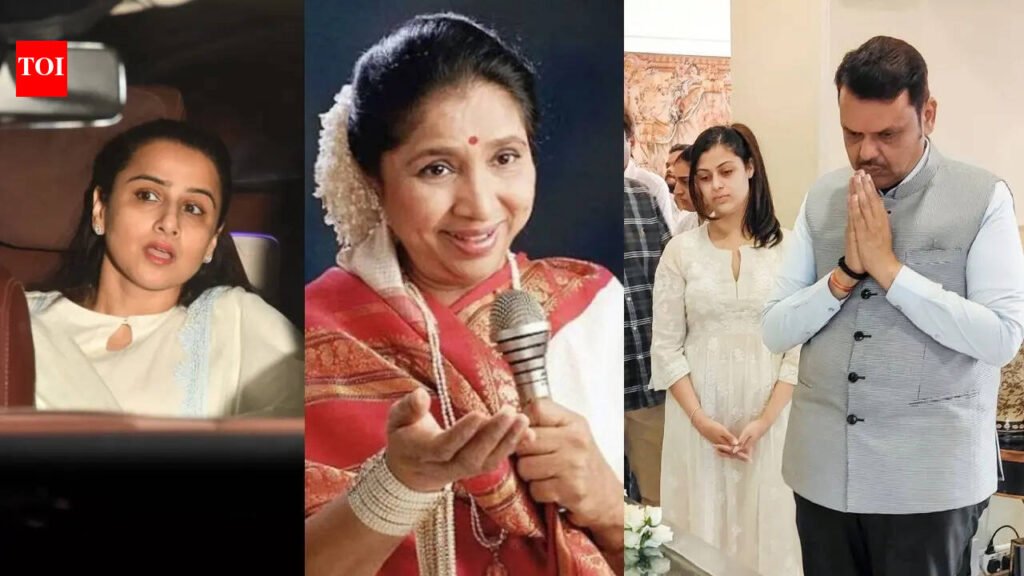 Asha Bhosle’s mortal remains brought to her home, CM Devendra Fadnavis pays last respects, Vidya Balan, Shabana Azmi, Javed Akhtar visit – PICS inside |