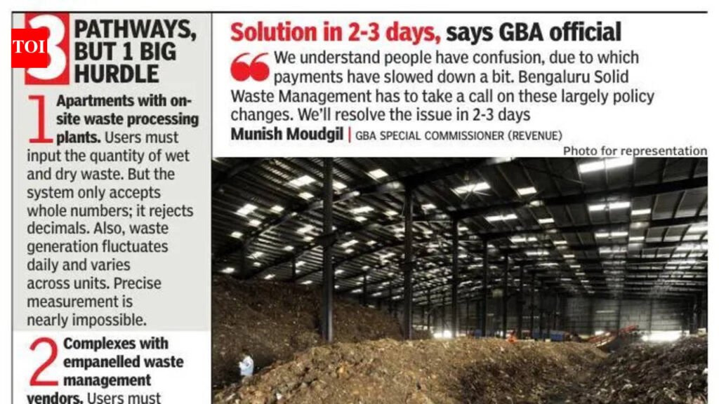 Bulk confusion: Waste charges stall Bengaluru apartments’ property tax payments | Bengaluru News