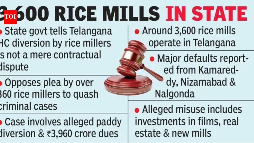 T opposes plea by rice millers to quash cases over Rs 3,900 cr dues | Hyderabad News