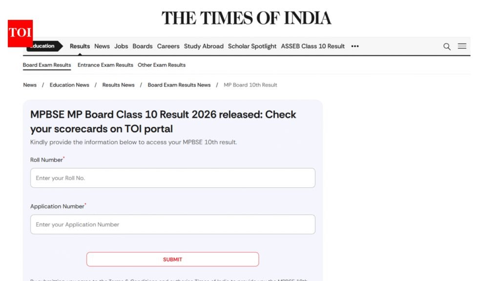 MP Board result 2026 released: Official MPBSE website crashes; direct link to check Class 10, 12 scores on TOI portal
