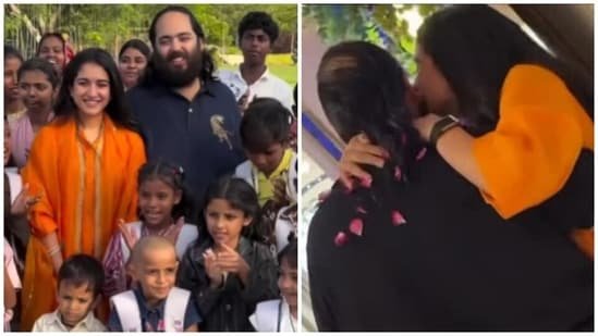 Radhika Merchant, Anant Ambani meet underprivileged kids on his birthday: See her simple orange outfit, no-makeup look