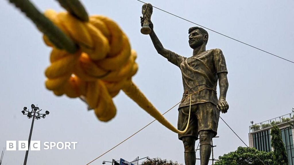 Lionel Messi’s 70ft statue in India to be moved after ‘swaying in wind’