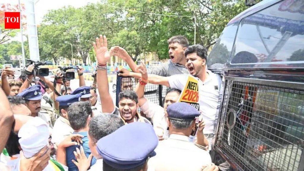Youth Congress protests over NEET leak in Mysuru | Mysuru News