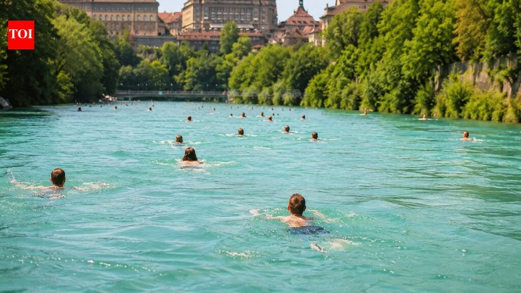 Switzerland’s summer hack: People swim through a river to get home from work | World News
