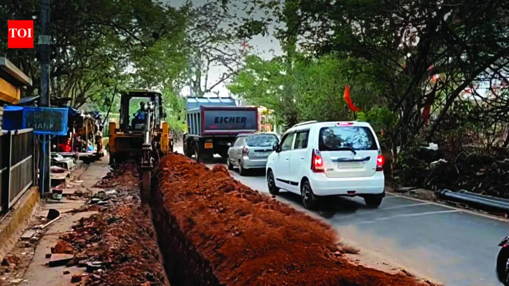 Old Goa-Pilar road digging turns stretch hazardous