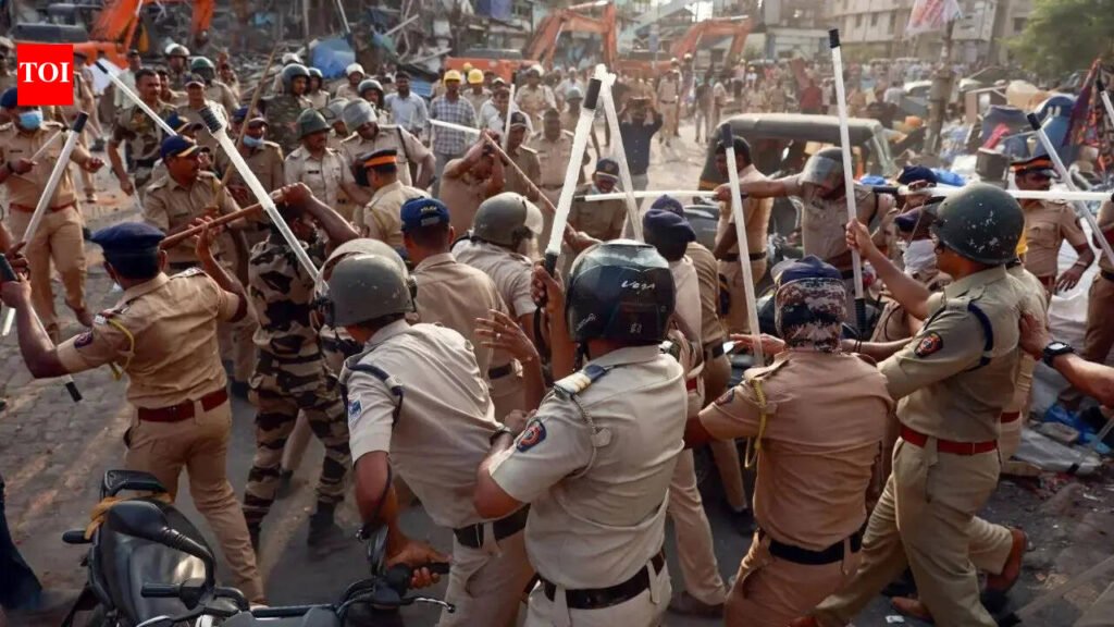 7 cops injured in stone-pelting during anti-encroachment drive in Mumbai slum | Mumbai News