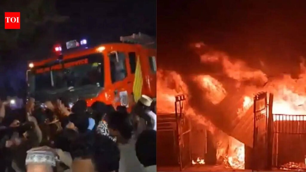 Stone pelting erupts during firefighting operation at Delhi furniture market | Delhi News