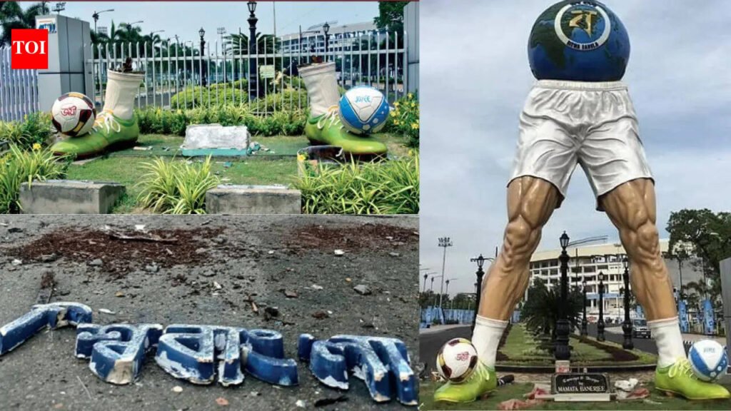 ‘Will be replaced with famous footballer’: Why Mamata Banerjee-conceptualised football sculpture outside Salt Lake Stadium fell to razing drive | Kolkata News