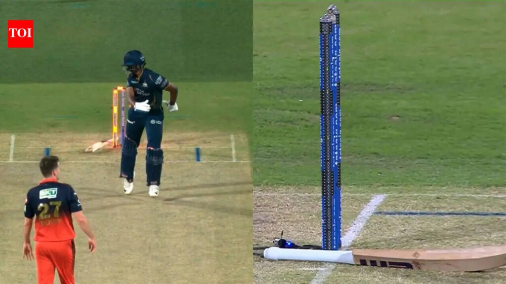 Bat flies, stumps broken: Sai Sudharsan suffers bizarre hit-wicket dismissal in IPL 2026 Qualifier 1 vs RCB – WATCH | Cricket News
