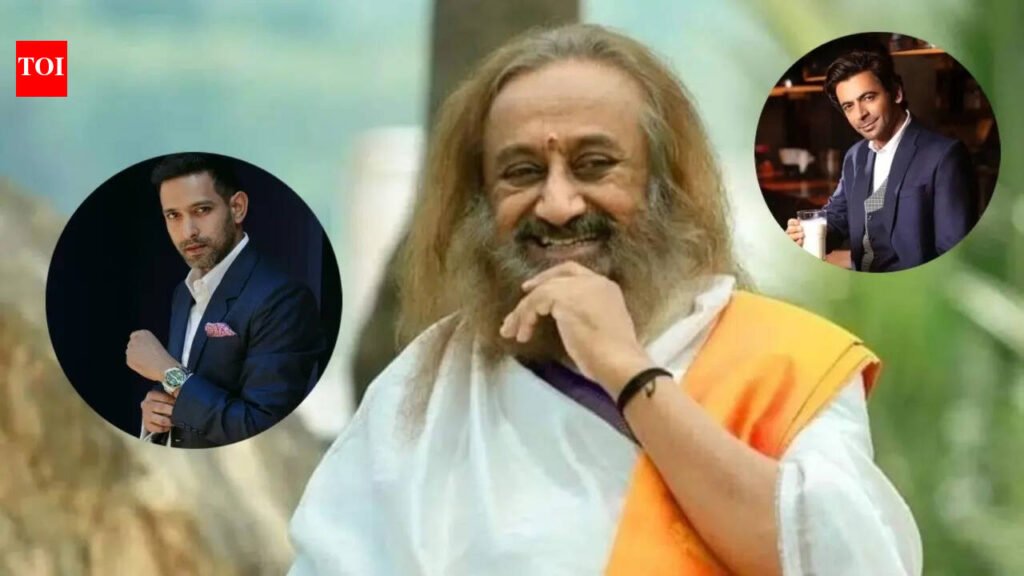 Sri Sri Ravi Shankar meets Bollywood celebrities, Vikrant Massey shares his experience of playing him in ‘White’ | Hindi Movie News
