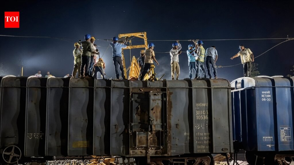 Crane collapses on stationary goods trains | Bhubaneswar News