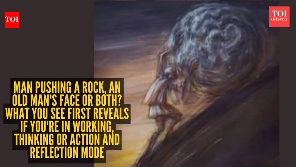Optical illusion personality test: Man pushing a rock, an old man’s face or both? What you see first reveals if you’re in working, thinking or action and reflection mode