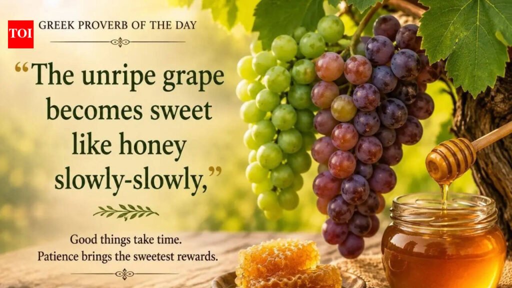Greek proverb of the day: “The unripe grape becomes sweet like honey…” |