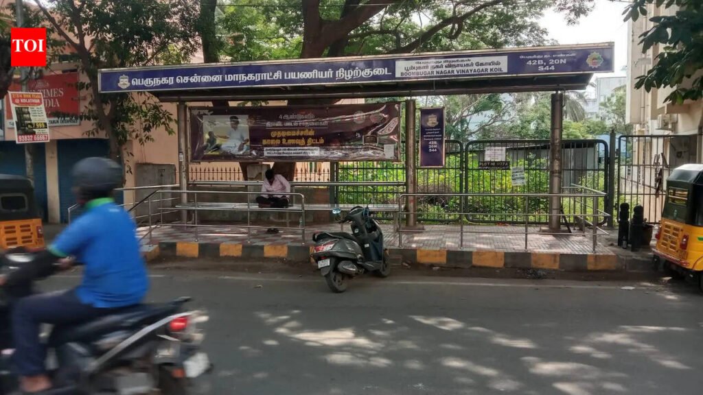 Bus shelter in front of plot gate leaves Kolathur resident unable to construct house | Chennai News