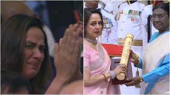 Ahana Deol breaks down as emotional Hema Malini accepts Dharmenda’s posthumous Padma Vibhushan at Padma Awards 2026