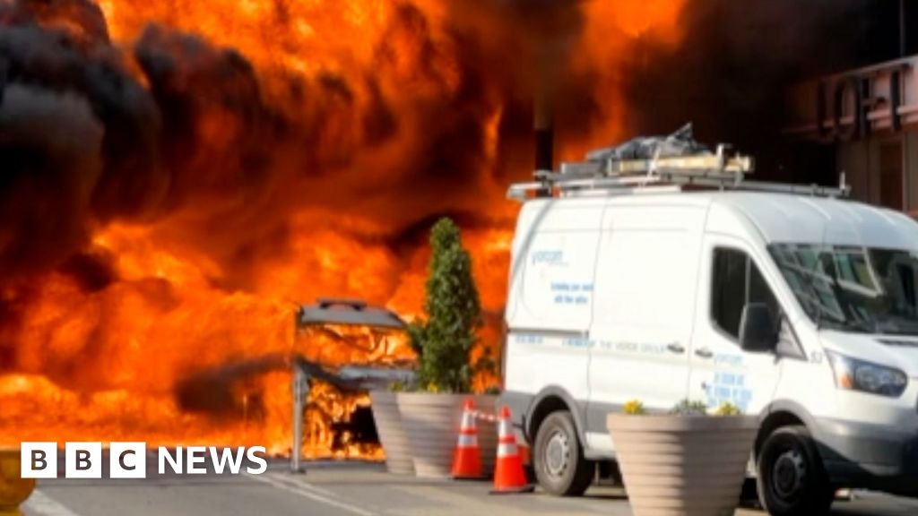 Moment car explodes into massive fireball in NYC