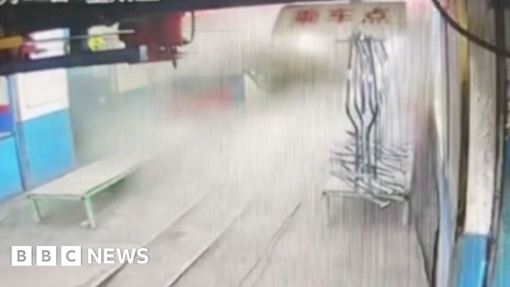 Moment of gas explosion at China coal mine