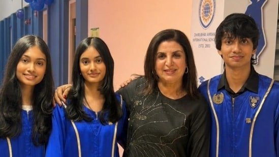 Proud mom Farah Khan posts rare pics with triplets as they graduate from school: ‘They can fly as high as they dream’